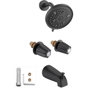 9-Setting Rain Shower Faucet& Bathtub 2 Handle Knob Replacement for Price Pfister Verve Remodel/Rebuild Trim Kit, Matte Black