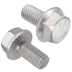 M6-1.0 x 16mm Flanged Hex Head Bolts,304 Stainless Steel 18-8,Fully Threaded,Silver External Flange Hex Drive Screws,Pump,Fix Car,DIY Project(55Pcs)