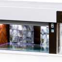 1/64 Scale Diecast Display Case for Hot Wheel Storage with LED Lights, Stackable Electric Garage with Voice Control, 3 Replaceable 3D Scenes Parking Lot Diorama for Model Cars (White)