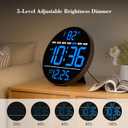 WallarGe Large Digital Wall Clock with LED Display, Electric Wall Clock with Temperature, Auto DST, Date, and Day, 5-Level Brightness for Office, Bedroom, Living Room, Classroom Dcor