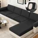 KinCam Couch Cushion Covers, Stretch Sectional Couch Covers Sofa Cushion for L Shaped Couch Cover Washable Sofa Slipcovers Sofa Covers(Chaise Cover, Black)