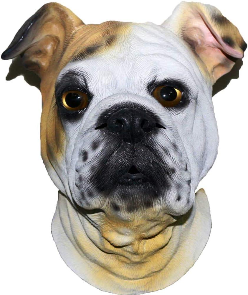 Halloween English Bulldog Mask Latex Animal Dog Mask Full Head Realistic Pet Dog Fancy Dress Up Party Costume Props