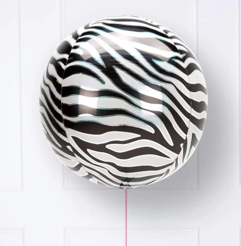 5 Pcs Zebra Print Orb Balloon | Jungle Party Ideas | Animal Party Balloons | Party Pieces