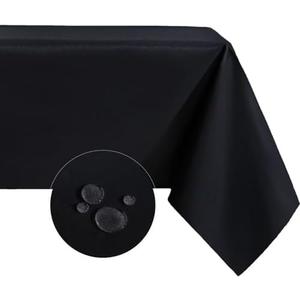 Aironment Rectangle Tablecloth Water and Stain Resistant Washable Table Cloth Selected Wrinkle Free Polyester Table Cover for Dining, Parties, Camping (60 x 84 Inch, Black)