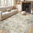 WITSHOCK 8x10 Area Rugs for Living Room: Machine Washable - Non Slip Modern Abstract Rug for Bedroom Under Dining - Stain Resistant for Household - Pet Owners (Brown Lvory) (Brown/Off-white/Light Gray)