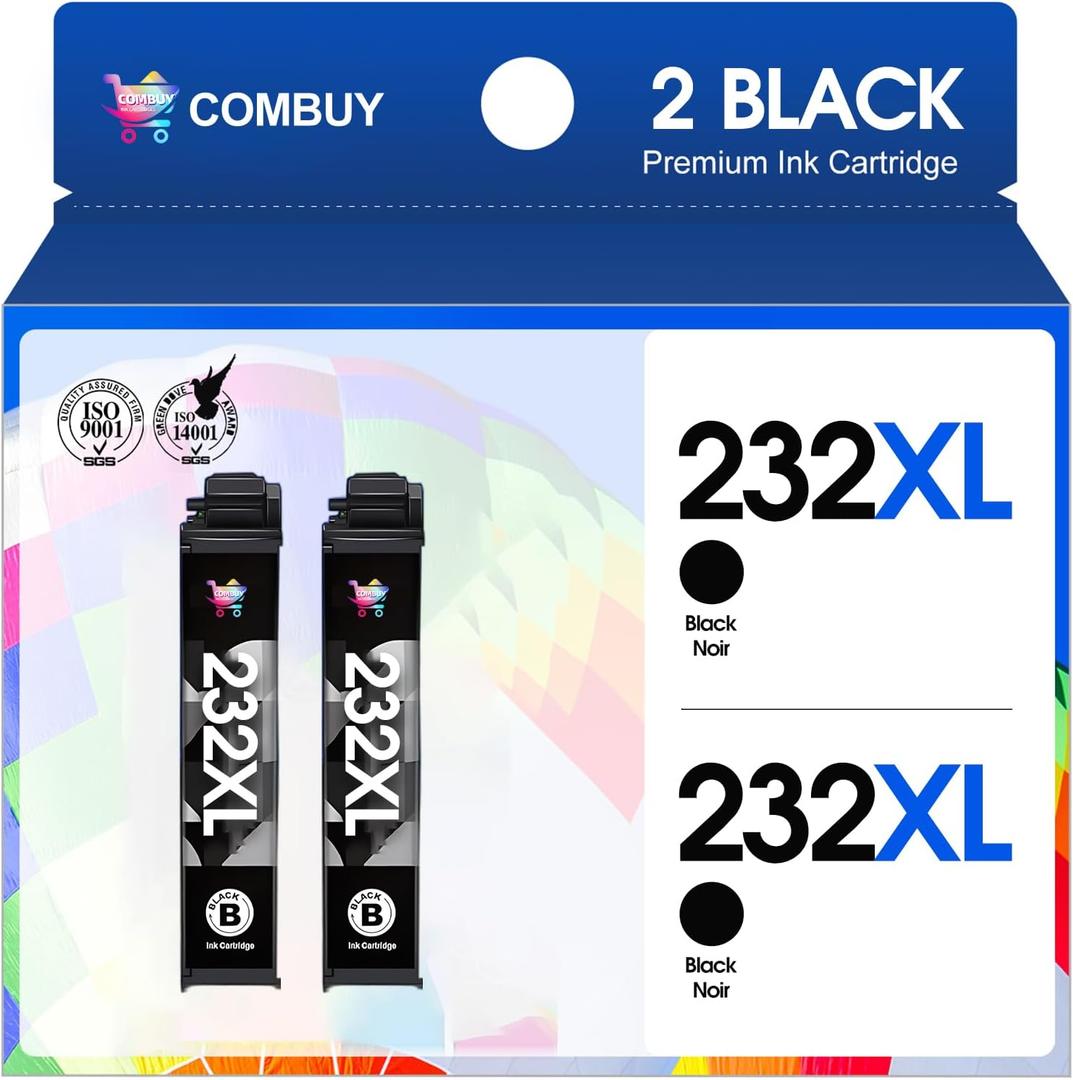 232XL Black Ink Cartridges Remanufactured for Epson 232XL Ink Cartridges Combo Pack for Expression Home XP-4200 XP-4205 Workforce WF-2930 WF-2950 XP4200 WF2950 Printer (2 Black)