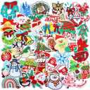 NICEVINYL Christmas Iron on Embroidery Patches: 40pcs Xmas Santa Claus Patch Bulk for DIY Decoration - Assorted Candy Cane Snowflake Patches Accessories for Clothing Socks, Hats Jacket