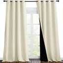 NICETOWN Thermal Insulated 100% Blackout Curtains, Noise Reducing Performance Drapes with Black Lining, Full Light Blocking Drapery Panels for Patio (Beige, 1 Pair, 55 inches x 96 inches)