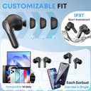 Wireless Earbuds, Bluetooth 5.4 Headphones HiFi Stereo 50H Playback LED Digital Display Ear Buds with ENC Noise Canceling Headset, IPX7 Waterproof Earphones for Running/Workout (Black)
