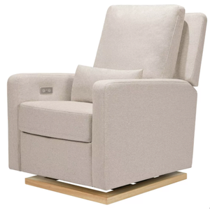 Babyletto Sigi Glider Recliner with Electronic Control and USB with Light Wood Base - Greenguard Gold Certified