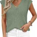 PRETTYGARDEN Women's 2026 Lightweight Sweaters Vest Spring Trendy Cap Sleeve V Neck Knit Tank Tops Summer Going Out Outfits (Green) Small