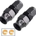 6AN Female Flare to 3/8" Fuel Hardline Tube Fitting Adapter Aluminum Black 2Pcs