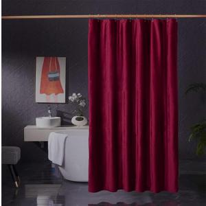 Velvet Burgundy Shower Curtains for Bathroom,260 GSM Heavy Duty Red Fabric Luxury Shower Curtain with Hooks, Washable, Thicken,Waterproof for Hotels, Bathtubs, 72 x 72 inches