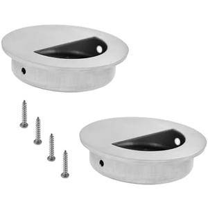 TTZEZE 8 Pack Closet Door Finger Pulls, Hidden Concealed Recessed Sliding Door Pull Handle, Stainless Steel Round Closet Knob Flush Finger Cabinet Pull Handles 50 x 12mm
