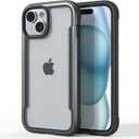 RAPTIC Shield for iPhone 15 Case, Shockproof Protective Clear Case, Military Grade 10ft Drop Tested, Durable Aluminum Frame, Anti-Yellowing Technology Case, 6.1 inch, Black