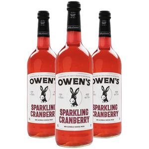 Owens Craft Mixers | Sparkling Cranberry 3 Pack | Handcrafted in the USA with Premium In-gredients 750 ml Bottle | Vegan & Gluten-Free Soda Mocktail and Cocktail Mixer
