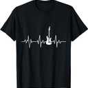 Guitar Guitarist Electric Guitar Heartbeat Rock Music Gift T-Shirt (Small, Black)
