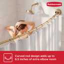 Rubbermaid Curved Shower Curtain Rod, No Drill, 50-72 Inches Adjustable Tension Shower Rod for Bathroom, Non-Slip, No Rust, Gold