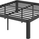 18 in High Heavy Duty King Size Bed Frame Platform, Reinforced Metal King Bed Frame No Box Spring Needed, Rounded Edge, Surdy Steels, Easy Assembly