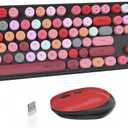 UBOTIE Colorful Computer Wireless Keyboard Mouse Combos, Typewriter Flexible Keys Office Full-Sized Keyboard, 2.4GHz Dropout-Free Connection and Optical Mouse (Black-Colorful)