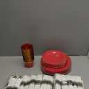 Goodluck 350 Piece Red Dinnerware Set for 50 Guests, Fancy Disposable Plates, Include: 100 Red Rim Plastic Plates, 150 Silverwares, 50 Pre Rolled Napkins, 50 Cups for Party, Wedding