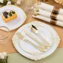 Bestluck 75PCS Gold Plastic Silverware for 25 Guests, Heavy Duty Gold Disposable Utensils Sets, Includes 25 Forks, 25 Spoons, 25 Knives, Elegant Cutlery Perfect for Wedding, Party