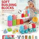 Soft Blocks Montessori Stacking Toys for toddlers 1-3, 29 PCS Baby Building Blocks, Educational Learning Toys with Fruits, Animals, Colors & Shapes, Connectable Texture Blocks Vehicles Festival Gift