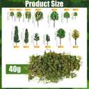 Tigeen 28 Pcs Model Trees Mixed Model with 1.4 Ounce Faux Green Moss Decor Tree Train Scenery Architecture for DIY Crafts, Building, Scenery Landscape(Natural Green)