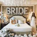 Silver Bridal Shower party decorations with huge 40in silver BRIDE letter Pearl Balloons BRIDE to be Sash Bridal Veil Diamond Ring Heart shape Balloons For Bachelorette party Wedding supplies