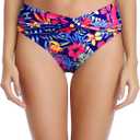 Tempt Me Women Twist Bikini Bottom Moderate High Cut Bathing Suit Bottoms Ruched Swimsuit Bottom, Size M