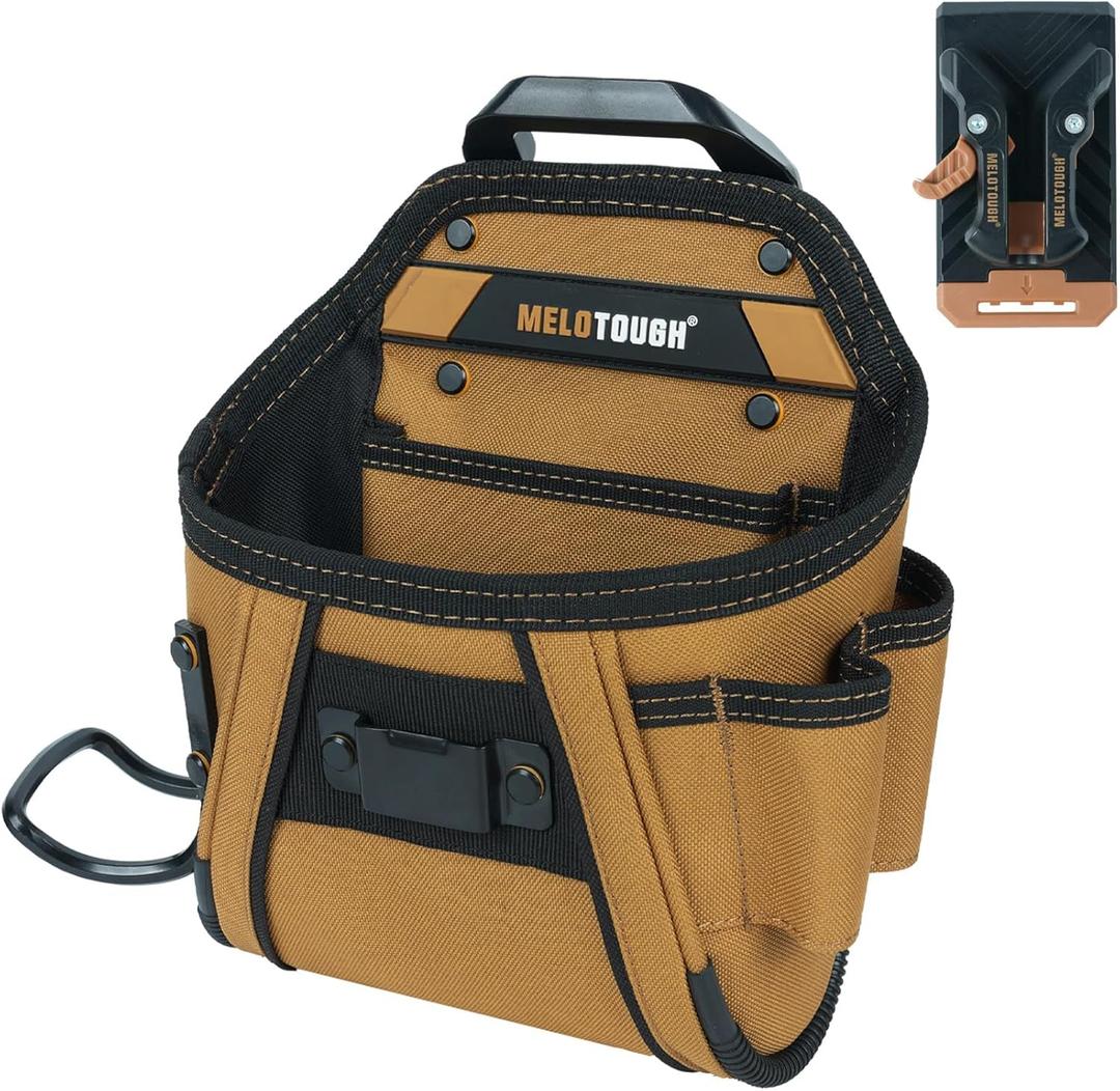 MELOTOUGH Electrician Tool Belt Pouches with Belt Clip Utility Tool Organizer Pouch with Hammer Holder for Electrician,Carpenter,Construction,Technician