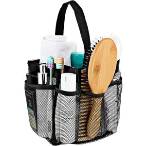 Mesh Shower Caddy Bag Portable Large Capacity Bath Tote Basket Quick Dry Hangable Toiletry Organizer Bag 8 Storage Pocket for Gym College Dorm Beach Swimming Pool Camp Travel
