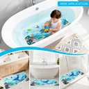 Baby Bath Mat for Tub, Non Slip Kids Bath Shower Mat, 40 X 16 Inch Large Bathtub Mat with Drain Holes and Suction Cups for Toddlers, Machine Washable and Waterproof (Whale)