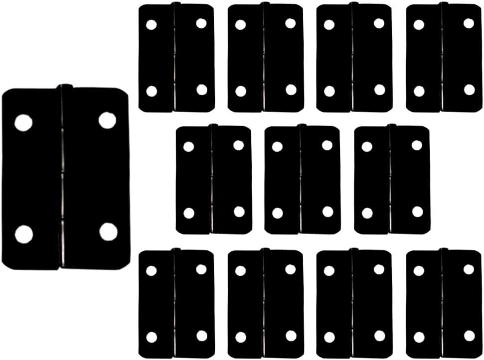QCAA Solid Brass 180 Degree Mini Hinges, Jewery Box, Cabinet Butt Hinge, 36mm x 25mm(1.41" x 1"), Matte Black, Made in Taiwan, 6 Pair
