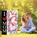 I Love Mom Happy Mothers Day Garden Flag 12x18 Inch Double Sided for Outdoor Pink Floral Heart Yard Flag Welcome Yard Party Decoration Flag (Mother02, GardenSize(12x18''))