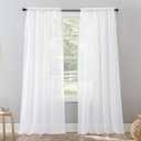 No. 918 Erica Crushed Sheer Voile Rod Pocket Curtain Panel, 51" x 95", White