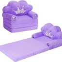 MOONBEEKI Toddler Chair ComfyFoldable Princess Couch for Girl, Toddler Recliners for Kids Over 18 Months, Kids Furniture for Bedroom and Playroom, Purple