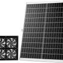 VEVOR Solar Powered Fan, 25W Solar Panel with 4 Fans, Adjustable Solar Panel Angle, 2668 RPM High-Speed, Flexible Installation, Fast Air Exchange for Greenhouse, Grow Tents, Chicken Coops, Shelters