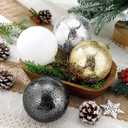 Soaoo 4 Pcs 4 Inch Large Neutral Glass Christmas Ball Ornament Metallic Textured Christmas Tree Decoration Beaded Glass Ball Ornaments Xmas Hanging Decor for Home Fireplace Mantel Wall Party Decor