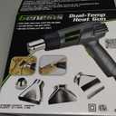 Genesis GHG1500A Dual Temperature Heat Gun Kit With Fast Heat High And Low Settings 572F/1000F, Air Reduction Nozzle, Reflector Nozzle, And Two Deflector Nozzles