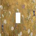 Decorative Switch Plate Covers Vintage White Flowers Birds on Golden Background 1 Gang Light Switch Cover Plate Single Toggle Wall Plate Outlet Covers Wall Plate for Home Decor