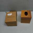 Tissue Box Cover Square, Teak Wood Tissue Box Holder with Slide-Out Bottom, Wooden Tissue Box Cover Cube for Bathroom, Bedroom, Dinner Table, 5.5 x 5.5 x 6.1 inches