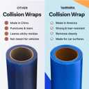 Crash/Collision Wrap, 36 inch x 100 feet, Blue Collision Wrap for Damaged Vehicles & Car Windows, Self Adhesive Broken Window Cover for Cars, Clean Removal Automotive Wreck Film, Made in America