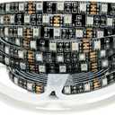 Tesfish 12V RGB LED Strip Lights, 16.4ft Black PCB Board 5050 IP65 Waterproof 300 LEDs Color Changing String Light Strips for Bedroom, Kitchen Decoration