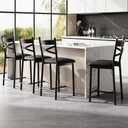 GarveeHome Bar Stools Set of 4, 26 inches Height Bar Stools with Back & Thick Cushion,Upholstered Counter Height Bar Stools with Footrest for Kitchen Island,Black