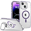 WOGROO for iPhone 14 Case, [Compatible with MagSafe], Magnetic Kickstand Case for Women Girls, Case for iPhone 13, 6.1", Clear Purple