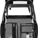 Cusangel Heavy Duty Clear Backpack Clear BookBag,16 x11 x5inch TPU Large Capacity See Through Backpack for Sport Events,Travel (Black)