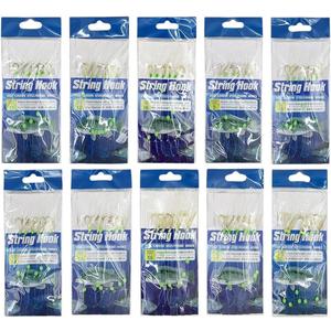10pcs/Bag 6 Hooks Luminous Sabiki Rigs Saltwater Real Fish Skin String Hook Maickerel Feathers Fishing Lures Fishing