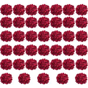 Red Hydrangea Artificial Flowers Bulk, 40 Pcs Faux Hydrangea Flowers Heads, Artificial Fake Silk Hydrangea Flowers with Stems, Red Flowers Artificial for Decoration Wedding Dcor