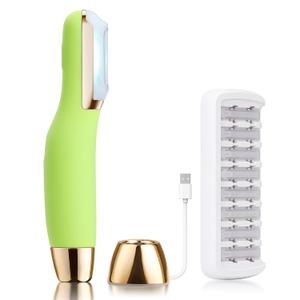Sonic Dermaplaning Tool - Electric Facial Hair Remover for Women & Eyebrow Trimmer, Exfoliating Face Razor with 8 Replacement Blades (3 Months Supply) for Peach Fuzz & Dead Skin (Green)
